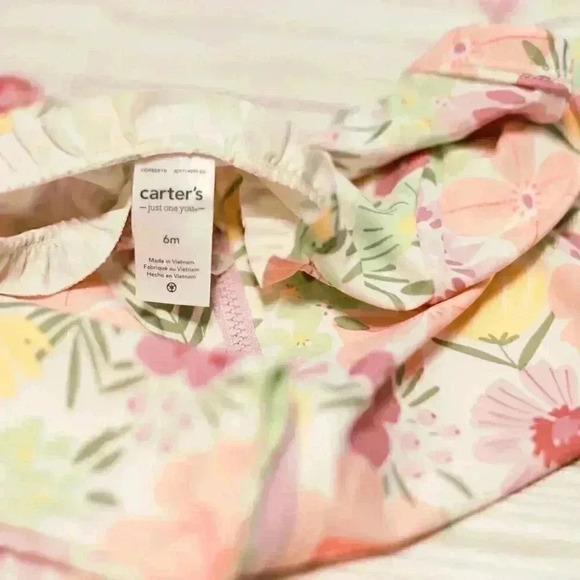 Carter's size 6 months rash guard long sleeve asymmetrical zip pink/yellow/purpl - Picture 7 of 14